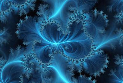 The primary subject of the image is a blue and white swirling pattern, which appears to be a digital art or illustration. The setting is a blue background, and the visual style is a combination of digital art and illustration. The dominant colors are blue and white, creating a calming and serene atmosphere.
