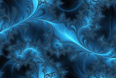The primary subject of the image is a blue and white swirling pattern, which appears to be a digital art or illustration. The setting is a dark background, which contrasts with the swirling pattern. The visual style is a combination of digital art and illustration, creating a unique and captivating design. The dominant colors are blue and white, giving the image a calming and serene atmosphere.
