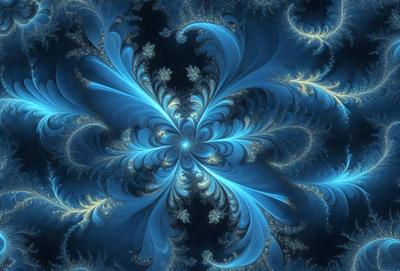 The primary subject of the image is a blue and white swirling pattern, which appears to be a digital art or illustration. The setting is a dark blue background, creating a contrasting effect with the swirling pattern. The visual style suggests that the image is a creative and artistic representation, possibly inspired by nature or abstract concepts. The dominant colors are blue and white, giving the image a calming and serene atmosphere.