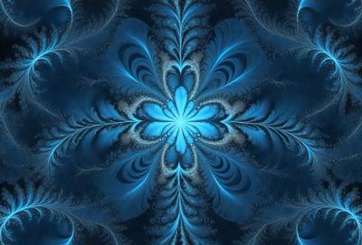 The primary subject of the image is a blue and white flower, which is the main object, scene, or focus of the image. The setting or background features a blue and white pattern, which adds to the overall visual style of the image. The colors and mood of the image are predominantly blue and white, creating a calm and serene atmosphere.