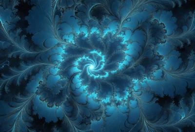 The primary subject of the image is a blue spiral pattern, which appears to be a digital art or illustration. The setting is a dark blue background, creating a contrasting and dramatic effect. The visual style is a combination of digital art and illustration, with the spiral pattern being the main focus. The colors and mood of the image are predominantly dark blue, creating a sense of depth and mystery.