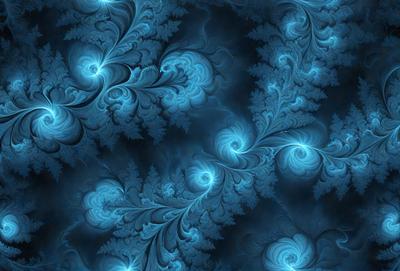 The primary subject of the image is a blue and white swirling pattern, which appears to be a digital art or illustration. The setting is a dark blue background, creating a contrasting effect with the swirling pattern. The visual style suggests that the image is a creative and artistic representation of a swirling design. The dominant colors are blue and white, giving the image a calm and soothing atmosphere.