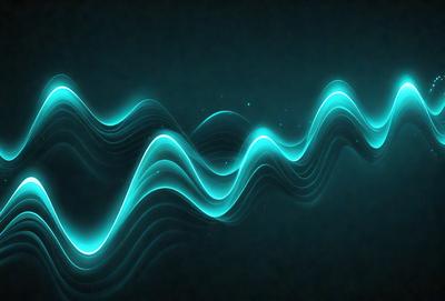 The primary subject of the image is a blue wave pattern, which is the main focus of the image. The setting is a dark background, which contrasts with the blue wave pattern. The visual style is a digital art or illustration, as the wave pattern is created using digital tools. The colors and mood of the image are predominantly blue, creating a calm and serene atmosphere.