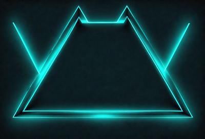 The primary subject of the image is a blue triangle. The setting is a dark background, and the visual style appears to be a digital art or illustration. The dominant colors are blue and green, creating a calm and soothing atmosphere.