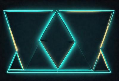 The primary subject of the image is a neon green triangle. The setting is a dark background, which contrasts with the bright green triangle. The visual style is digital art, as the triangle appears to be a part of a larger digital artwork. The colors and mood of the image are predominantly green, creating a vibrant and lively atmosphere.