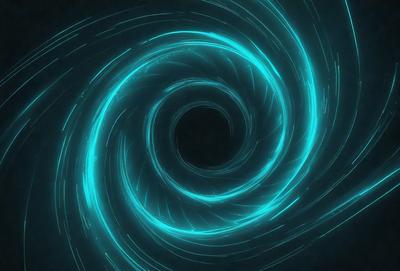 The primary subject of the image is a large, blue spiral. The spiral is the main object, scene, or focus of the image. The setting or background is a dark, blue space, which contrasts with the bright blue spiral. The visual style of the image is digital art, as it appears to be a computer-generated or digitally manipulated image. The dominant colors in the image are blue, with the spiral being the most prominent, and the dark blue background providing a striking contrast. The overall atmosphere of the