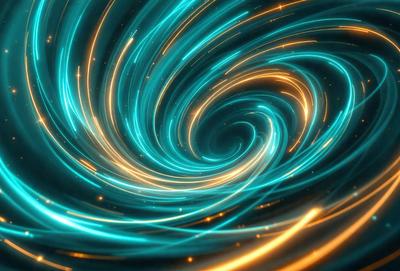 The primary subject of the image is a spiral pattern with a blue and yellow color scheme. The spiral is surrounded by a blue background, giving it a vibrant and lively appearance. The visual style of the image is a combination of digital art and illustration, creating a unique and eye-catching design. The colors and mood of the image are energetic and dynamic, with the blue and yellow hues evoking a sense of movement and excitement.