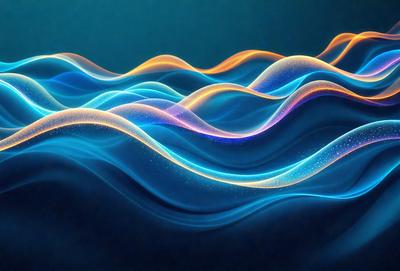 The primary subject of the image is a blue and purple wave pattern. The setting is a dark blue background, which creates a contrasting effect with the vibrant colors of the wave pattern. The visual style appears to be a digital art or illustration, as the wave pattern is intricately detailed and has a modern, artistic appearance. The dominant colors in the image are blue and purple, which evoke a sense of calmness and tranquility.