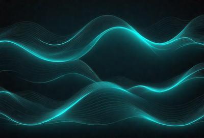 The primary subject of the image is a blue wave pattern, which is the main object, scene, or focus of the image. The setting or background is a dark, black surface, which contrasts with the blue wave pattern. The visual style of the image is digital art, as it is a digital representation of a wave pattern. The dominant colors in the image are blue and black, creating a calm and serene atmosphere.