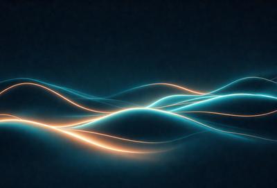 The primary subject of the image is a blue and orange wave pattern. The setting is a dark background, which creates a contrasting effect with the wave pattern. The visual style is a digital art or illustration, as the wave pattern appears to be a digital creation. The dominant colors are blue and orange, giving the image a vibrant and energetic atmosphere.