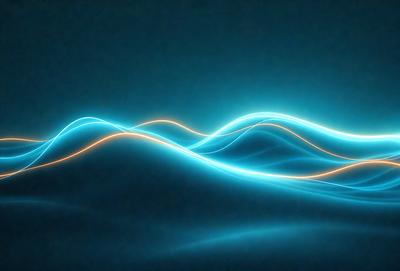 The primary subject of the image is a blue wave, which is the main focus of the scene. The setting is a dark blue background, creating a contrasting and dramatic effect. The visual style is a digital art or illustration, as the wave is depicted in a stylized manner. The dominant colors are blue and black, giving the image a moody and atmospheric feel.