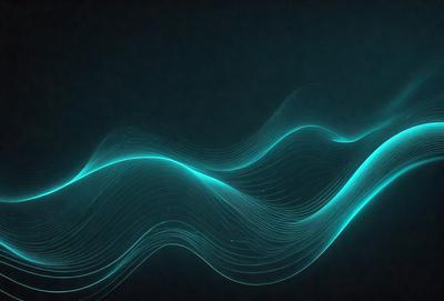 The primary subject of the image is a blue wave or a blue light, which appears to be a digital art or illustration. The setting is a dark background, which adds to the overall mood of the image. The visual style is modern and futuristic, with the blue wave or light being the main focus of the image.