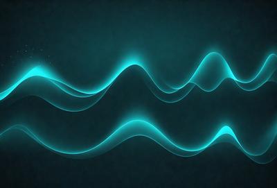 The primary subject of the image is a wave pattern, which is displayed in a blue and green color scheme. The setting is a dark background, which contrasts with the vibrant colors of the wave pattern. The visual style of the image is a digital art or illustration, showcasing the wave pattern as the main focus. The colors and mood of the image are energetic and dynamic, with the blue and green hues evoking a sense of movement and flow.