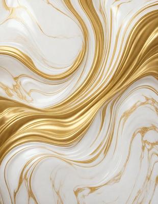 The primary subject of the image is a marble-like pattern with gold and white colors. The setting is a wall, and the visual style appears to be a combination of a photo and digital art. The dominant colors are gold and white, creating a luxurious and elegant atmosphere.