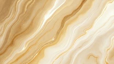 The primary subject of the image is a marble countertop with a gold and white color scheme. The setting is a kitchen, and the visual style is a close-up of the marble countertop. The colors and mood of the image are warm and elegant, with the gold and white marble creating a luxurious and sophisticated atmosphere.