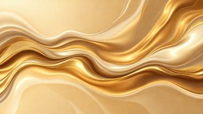 The primary subject of the image is a gold-colored, swirling pattern. The setting is a white background, which contrasts with the gold pattern. The visual style is a combination of digital art and illustration, creating a unique and eye-catching design. The dominant colors are gold and white, giving the image a warm and elegant atmosphere.