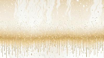 The primary subject of the image is a white background with gold and white paint dripping down it. The setting appears to be a studio or artistic environment. The visual style is a combination of digital art and illustration, creating a unique and artistic appearance. The colors and mood of the image are predominantly gold and white, giving it a warm and elegant atmosphere.