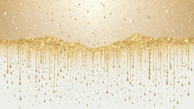 The primary subject of the image is a mountain range, which is depicted in a gold and white color scheme. The setting is a sky background, and the visual style appears to be a combination of photo and digital art. The colors and mood of the image are warm and inviting, with the gold and white tones creating a sense of serenity and beauty.