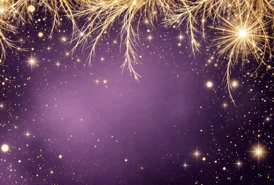 The primary subject of the image is a purple background with a starry pattern. The setting is a night sky, and the visual style is a combination of a photo and digital art. The colors are predominantly purple, and the overall atmosphere is serene and celestial.