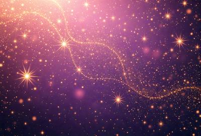 The primary subject of the image is a purple background with a swirling pattern of bright stars. The setting appears to be a night sky, with the stars creating a sense of depth and movement. The visual style of the image is a combination of digital art and illustration, giving it a unique and captivating appearance. The dominant colors in the image are purple and various shades of blue, creating a serene and calming atmosphere.