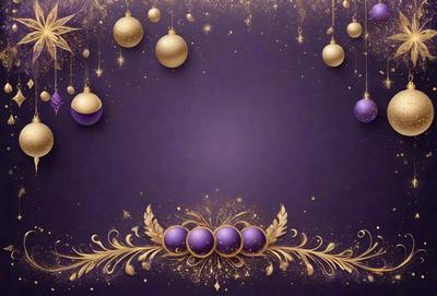 The primary subject of the image is a purple background with a gold frame. The setting is a wall, and the visual style is a combination of digital art and illustration. The colors are predominantly purple and gold, creating a warm and elegant atmosphere.