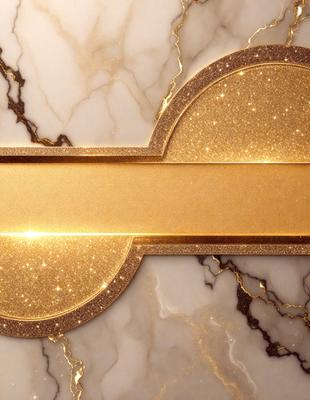 The primary subject of the image is a gold and marble design, which appears to be a decorative piece or a piece of jewelry. The setting is a marble surface, which serves as the background for the design. The visual style of the image is a combination of digital art and illustration, as it features a detailed and intricate design. The colors in the image are predominantly gold and marble, giving the piece a luxurious and elegant appearance.