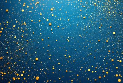 The primary subject of the image is a blue background with a pattern of gold stars. The setting is a dark blue surface, and the visual style appears to be a digital art or illustration. The dominant colors are blue and gold, creating a calm and serene atmosphere.