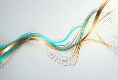 The primary subject of the image is a blue and gold wave, which appears to be a digital art or illustration. The setting is a white background, and the visual style gives the impression of a pattern or texture. The dominant colors in the image are blue and gold, creating a sense of movement and energy.