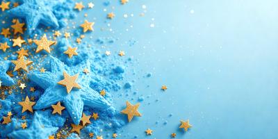 The primary subject of the image is a blue star, which is the main object, scene, or focus of the image. The setting or background is a blue surface, which could be a table or a wall. The visual style of the image is a photo, as it captures the star in its natural environment. The colors and mood of the image are predominantly blue, creating a calm and serene atmosphere.