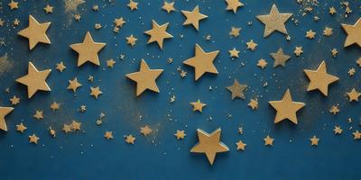 The primary subject of the image is a collection of stars, which are scattered across a blue background. The setting appears to be a night sky, with the stars being the main focus of the image. The visual style is a combination of photo and digital art, creating a realistic yet artistic representation of the stars. The colors and mood of the image are predominantly blue, with the stars being the main source of light and creating a sense of depth and tranquility.