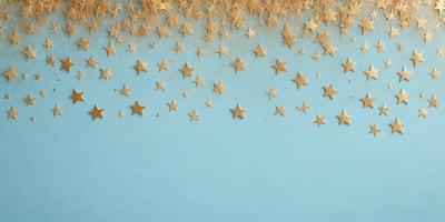 The primary subject of the image is a blue background with a pattern of stars. The setting is a wall, and the visual style is a combination of photo and digital art. The dominant colors are blue and white, creating a calm and serene atmosphere.