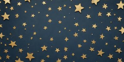 The primary subject of the image is a star-filled night sky. The setting is a dark blue background, which contrasts with the bright stars. The visual style is a combination of a photo and digital art, creating a realistic yet artistic representation of the night sky. The colors and mood are predominantly dark and moody, with the stars being the main source of light and brightness in the scene.