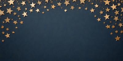 The primary subject of the image is a blue background with a pattern of stars. The setting is a dark blue sky, and the visual style is a digital art or illustration. The dominant colors are blue and gold, creating a calm and serene atmosphere.