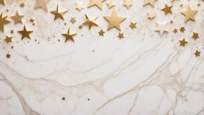 The primary subject of the image is a marble surface with a pattern of stars. The setting is a white marble countertop, and the visual style is a close-up of the marble surface. The colors and mood of the image are predominantly white, giving it a clean and elegant appearance.