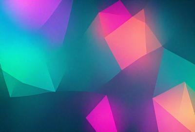 The primary subject of the image is a colorful, geometric pattern. The setting is a blue background, which contrasts with the vibrant colors of the pattern. The visual style is a combination of digital art and illustration, creating a unique and eye-catching design. The dominant colors are pink, purple, and blue, giving the pattern a lively and energetic atmosphere.