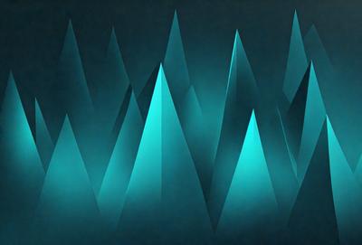 The primary subject of the image is a blue and white pattern, which appears to be a digital art or illustration. The setting is a dark blue background, creating a moody atmosphere. The visual style suggests that the image is a modern, artistic representation of a mountain range. The dominant colors are blue and white, with the blue being more prominent in the pattern.
