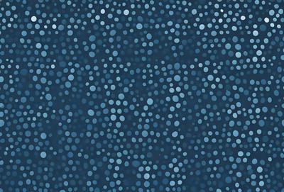 The primary subject of the image is a blue background with a pattern of white dots. The setting appears to be a dark room, and the visual style is a close-up of the blue background with the white dots. The colors and mood of the image are predominantly dark and moody, with the blue background and white dots creating a visually striking contrast.