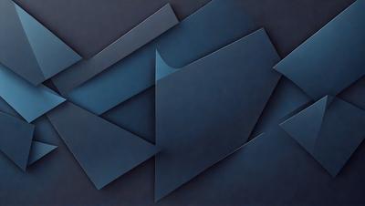 The primary subject of the image is a blue geometric shape, which appears to be a piece of art or a design element. The setting is a dark background, which contrasts with the blue shape. The visual style of the image is a combination of digital art and illustration, as it features a complex and intricate design. The dominant colors in the image are blue and black, creating a sense of depth and sophistication.