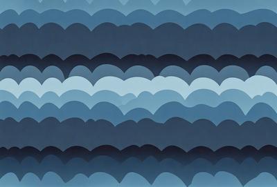 The primary subject of the image is a blue and white ocean scene with a pattern of waves. The setting is the ocean, and the visual style is a combination of photo and digital art. The dominant colors are blue and white, creating a calm and serene atmosphere.