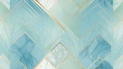 The primary subject of the image is a marble tile pattern. The setting is a bathroom, with the tiles covering the walls and floor. The visual style is a combination of a photo and digital art, creating a unique and intricate design. The dominant colors are blue and white, giving the bathroom a clean and modern appearance.