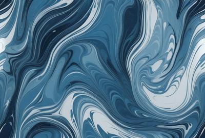 The primary subject of the image is a blue and white swirling pattern, which appears to be a painting or a digital artwork. The setting is a blue background, and the visual style suggests that it is a digital art or a painting. The dominant colors in the image are blue and white, creating a calming and soothing atmosphere.