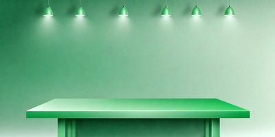 The primary subject of the image is a green countertop. The setting is a room with a green wall, and the visual style is a photo. The dominant colors are green, and the overall atmosphere is calm and inviting.
