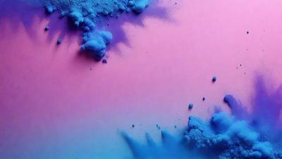 The primary subject of the image is a colorful, abstract painting featuring a mix of blue, pink, and purple hues. The painting is displayed on a white wall, creating a striking contrast between the colors and the background. The visual style of the painting appears to be a combination of digital art and illustration, giving it a unique and artistic appearance. The colors and mood of the painting evoke a sense of creativity and vibrancy, making it an eye-catching and inspiring piece of art.
