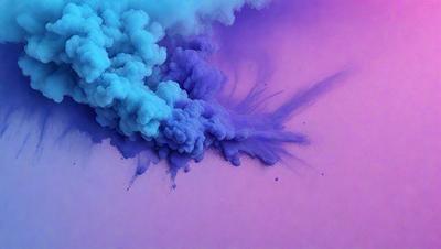 The primary subject of the image is a purple and blue smoke or mist, which is the main object, scene, or focus of the image. The setting or background is a pink surface, which adds a contrasting color to the scene. The visual style of the image is a combination of photo and digital art, as it appears to be a photo with a digital artistic touch. The colors and mood of the image are predominantly purple and blue, creating a serene and calming atmosphere.