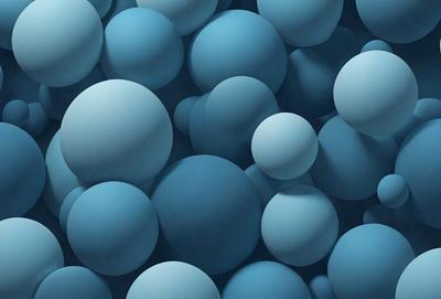 The primary subject of the image is a blue background with a pattern of blue and white spheres. The setting is a blue background, and the visual style is a digital art or illustration. The dominant colors are blue and white, creating a calm and soothing atmosphere.