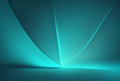 The primary subject of the image is a blue wall with a light shining on it. The setting is a room with a blue background, and the visual style appears to be a digital art or illustration. The dominant colors are blue and white, creating a calm and serene atmosphere.