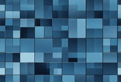The primary subject of the image is a blue and white patterned wall. The setting is a room with a blue and white checkered pattern on the wall. The visual style is a digital art or illustration, as the pattern appears to be a digital design. The dominant colors are blue and white, creating a calm and soothing atmosphere.