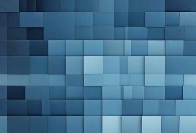 The primary subject of the image is a blue and white patterned wall. The setting is a room with a blue background. The visual style is a combination of digital art and illustration. The dominant colors are blue and white, creating a calm and soothing atmosphere.