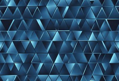 The primary subject of the image is a blue and white geometric pattern. The setting is a blue background, and the visual style appears to be a digital art or illustration. The dominant colors are blue and white, creating a calm and soothing atmosphere.