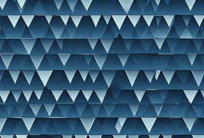 The primary subject of the image is a blue wall with a pattern of triangles. The setting is a room with a blue background, and the visual style appears to be a digital art or illustration. The dominant colors are blue and white, creating a calm and soothing atmosphere.